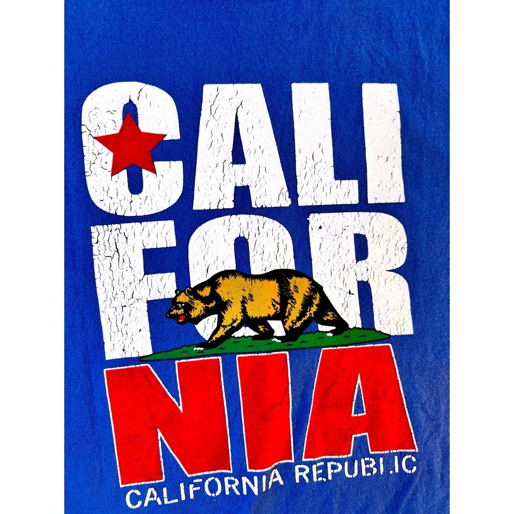 Unbranded California Republic Tank Top Mens Medium Blue Good Distressed Graphic
